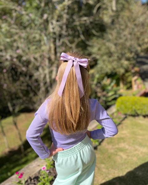 Laço para o cabelo Karen grande em gorgurão alfazema na presilha