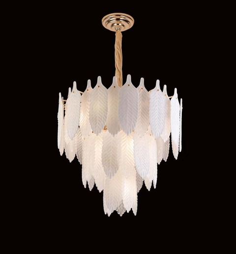 Lustre Pendente Pena Dourado 50cm