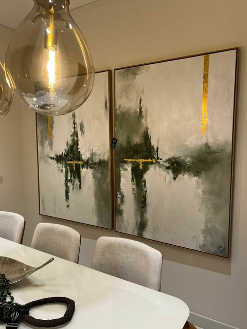 Dupla Quadro Pintura a Mão com Moldura 100x150cm