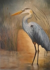 RITA SHULTZ - "GARÇA AZUL" - Óleo sobre painel (compensado naval) - 1,0x0,80cm - datado de 2020