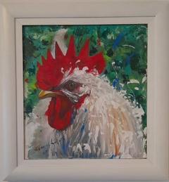 SEMINE KWSTA - "WHITE ROOSTER" - ACRÍLICA SOBRE TELA - 65X60CM