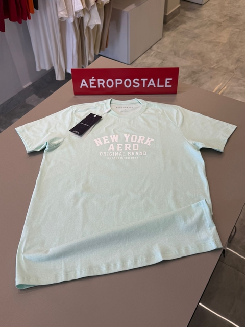 T-SHIRT AEROPOSTALE PELETIZADA - VERDE ÁGUA 0168