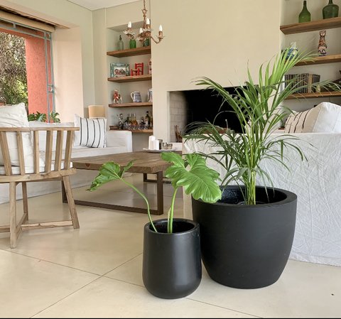 Cuenco Fibra de vidrio Negro y Blanco Diámetro 50 cm