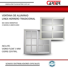 ventana aluminio linea herrero tradicional blanca aberturas carber