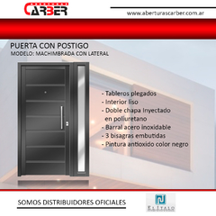 Puerta con Lateral 1,20 x 2,00 Italo Machimbrada CH18 con Barral - comprar online