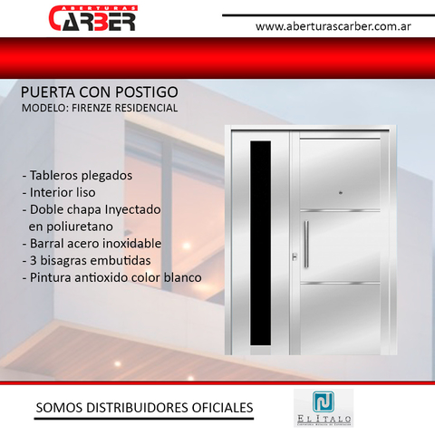 Puerta Residencial 1,20 x 2,00 Italo Firenze CH18 con Barral - comprar online