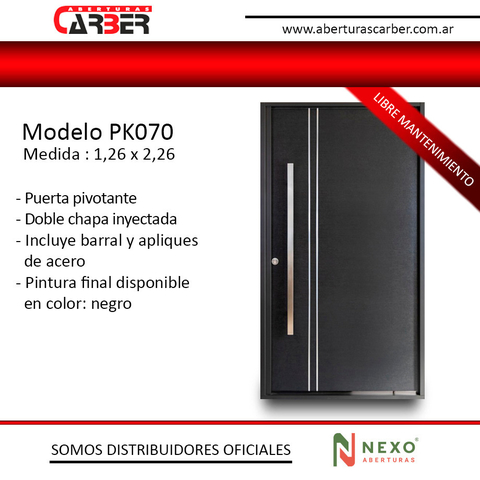Puerta PIVOTANTE NEXO Texturada con Apliques PK070 de 1,26 x 2,26 - comprar online