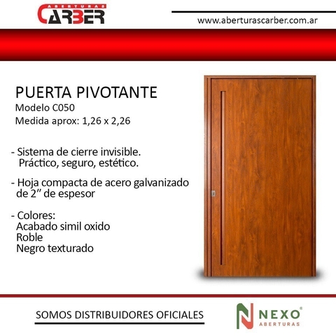 Puerta PIVOTANTE NEXO con Paño Fijo Lateral PR/K/C 55 de 1,76 x 2,26
