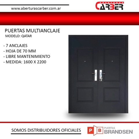 Puerta doble de 2 hojas 1,60 x 2,20 Multianclaje QATAR BRANDSEN - comprar online