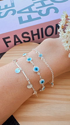 Pulseira 3 Olho Grego Prata - comprar online