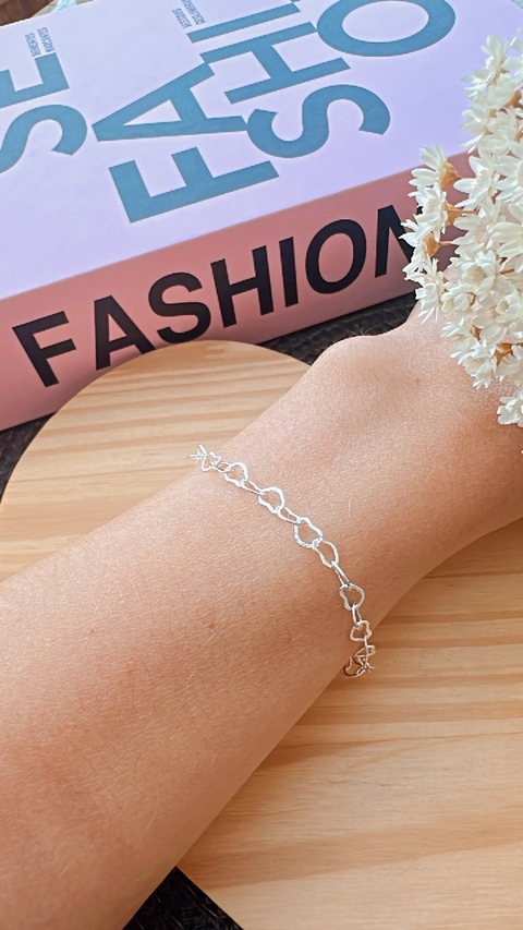 Pulseira Corrente Coração Prata