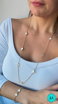 Colar Longo Trevo Branco - loja online