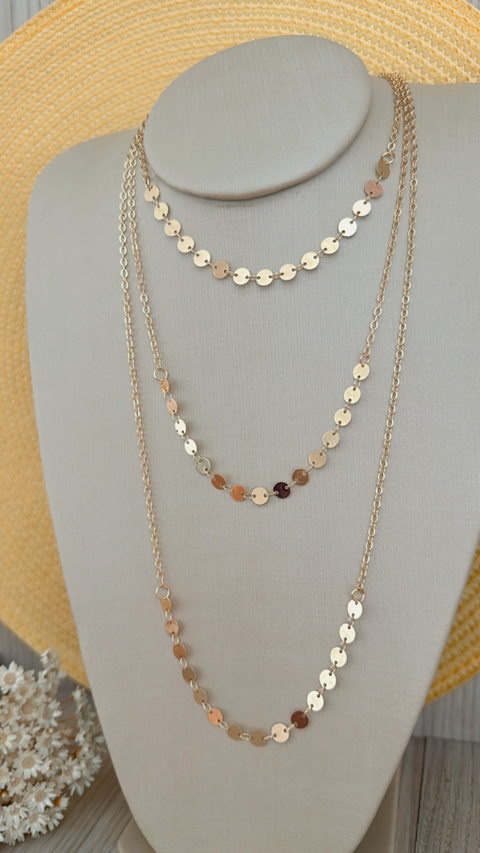 Colar Triplo Mini Moedas