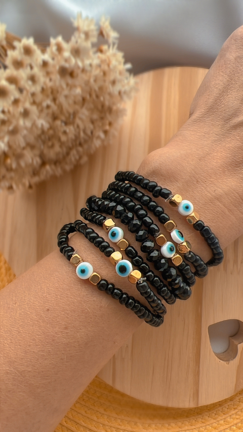 Kit Pulseira Micangas Preta