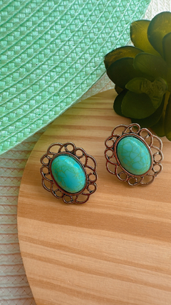 Brinco Oval Turquesa