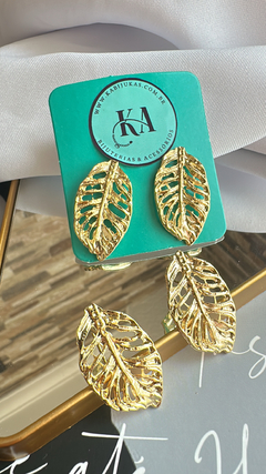Brinco Folha Dourado - KaBijukas