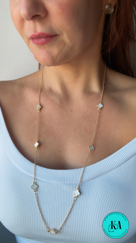 Colar Longo Trevo Branco - comprar online
