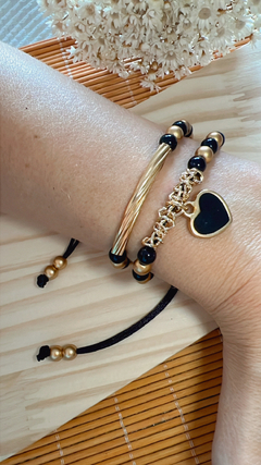 Pulseira Dupla Coração Preto