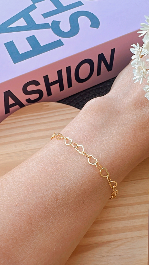Pulseira Corrente Coração Dourado