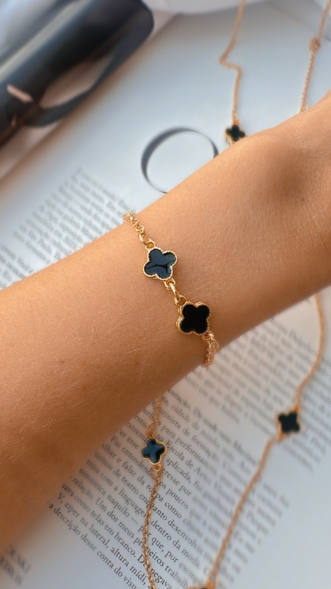 Pulseira Trevo Duplo Preto