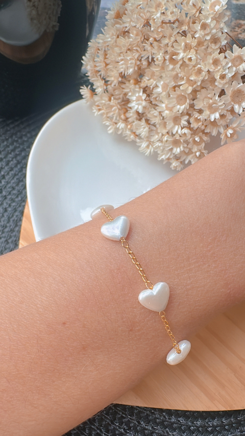 Pulseira Coração Pérola