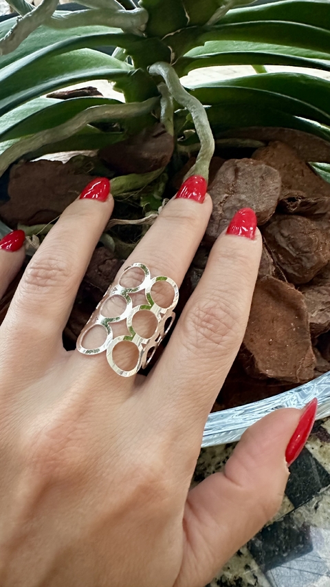 Anel Prata Elos Vazados