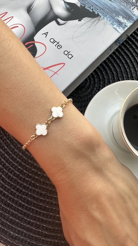 Pulseira Trevo Duplo Branco