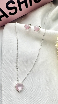 Conjunto Coração Rose Prata na internet
