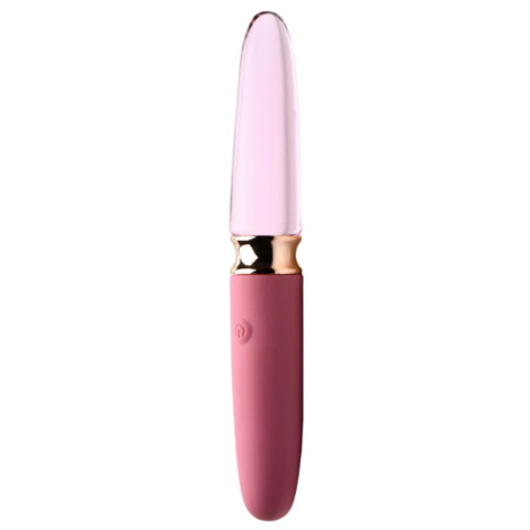 10X Rosé - Vibrador De Vidrio Y Silicona Suave De Doble Extremo