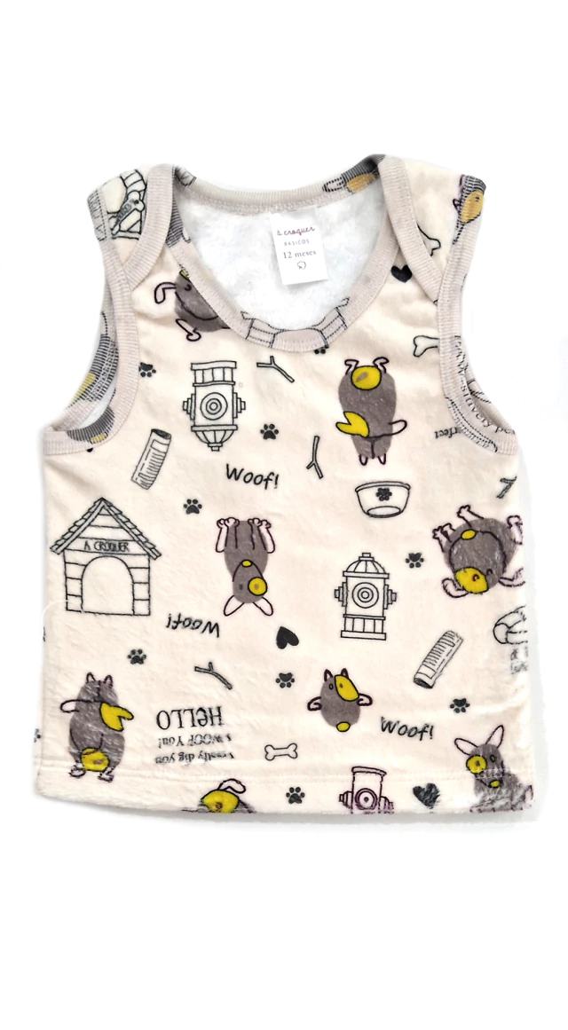 Chaleco polar soft bebe perritos gris