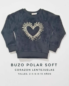 Buzo Polar Soft Corazon Lentejuelas Negro - comprar online