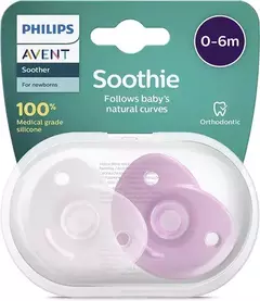 Chupetes Soothie Avent X2 Silicona 0-6 M - Caramelo Bebés 