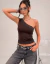 Top un hombro con encaje - comprar online