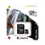 Memoria Micro SD Kingston de 128GB Clase 10 con velocidad de 100MB/s, presentada en su empaque junto a un adaptador.