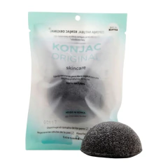 Esponja Facial Negra Cenizas Bambú Piel Grasa Acne Konjac
