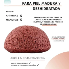 Esponja Facial Arcilla Roja Piel Rosacea Konjac - comprar online