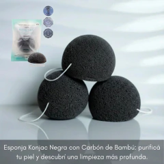 Esponja Facial Negra Cenizas Bambú Piel Grasa Acne Konjac en internet