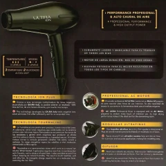 Secador Pelo Ultra Ion Plus 2200w Negro Gama Salón Exclusive - Zafirus