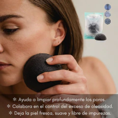 Esponja Facial Negra Cenizas Bambú Piel Grasa Acne Konjac - comprar online
