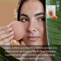 Esponja Facial Arcilla Rosa Konjac - Zafirus