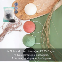 Esponja Facial Negra Cenizas Bambú Piel Grasa Acne Konjac - Zafirus