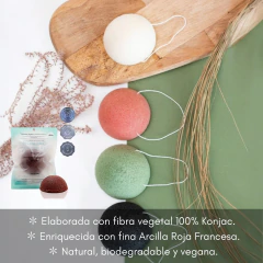 Esponja Facial Arcilla Roja Piel Rosacea Konjac - Zafirus
