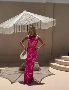 Vestido longo Fluit Estampado sem manga - Tererê Importados