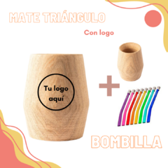 10 Mates Triángular Grabados + Bombilla