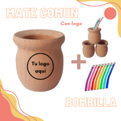 10 Mates Común Grabados + Bombilla