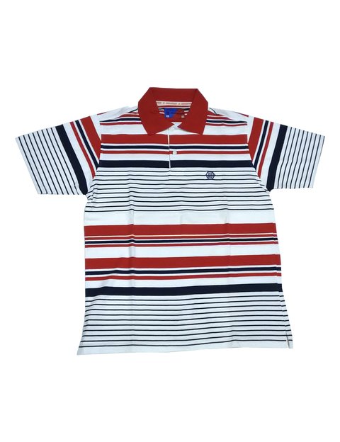 Camiseta Smith Brothers Polo Masculina Listrada com vermelho, branco e Preto