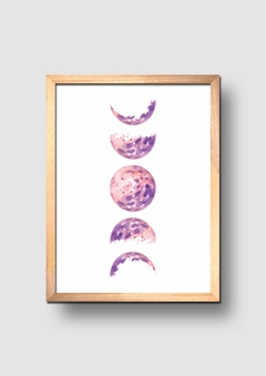 Cuadro Fases de la Luna Rosada Acuarela - comprar online