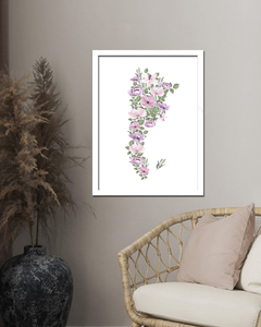 Cuadro Mapa Argentina Flores Rosas Acuarela