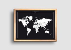 Cuadro Mapa Mundo Negro - comprar online