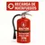 Recarga de matafuegos polvo ABC de 2,5 kg marca Biston con manguera negra y manómetro, sobre fondo blanco con cartel rojo que dice "Recarga de matafuegos".
